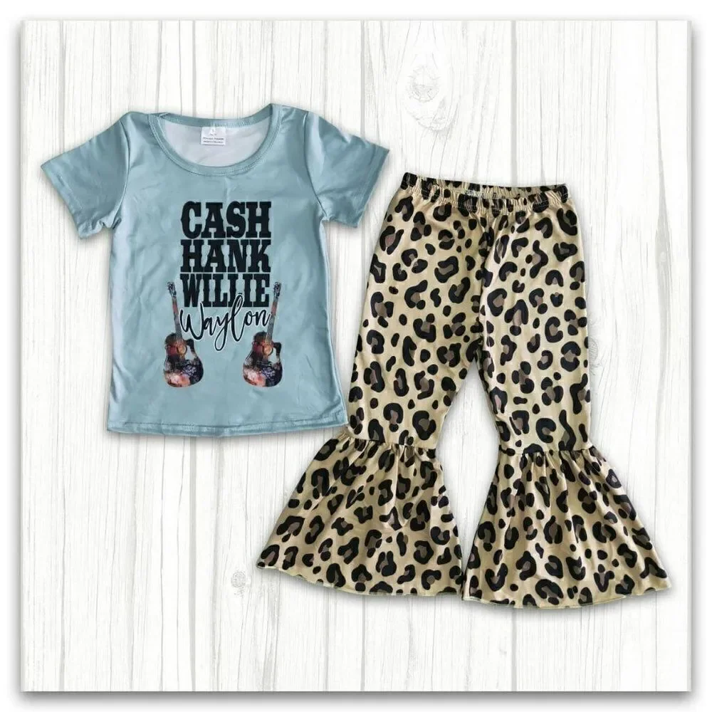 Boutique Hank Cash Willie Waylon Girls Bell Bottom Outfit (5-6T)